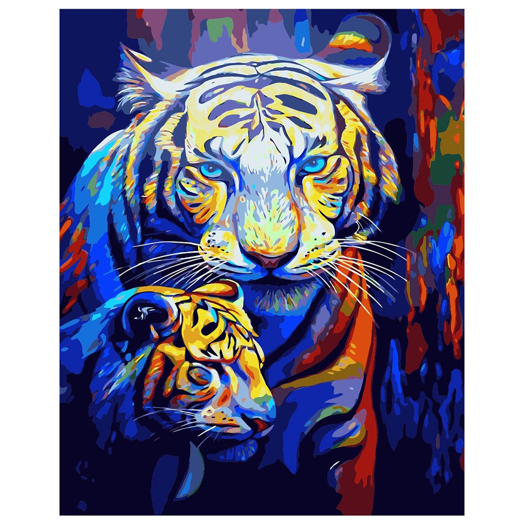 DIY Painting by number kit | Tiger Father and Son