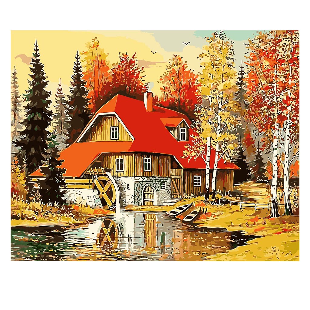 DIY Painting by number kit | Autumn scenery