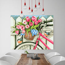 Load image into Gallery viewer, DIY Painting by number kit | Flowers on the front of the bicycle
