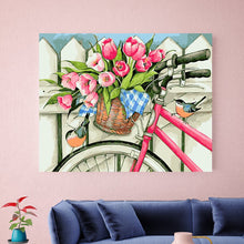 Load image into Gallery viewer, DIY Painting by number kit | Flowers on the front of the bicycle
