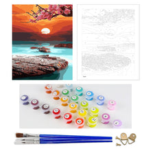 Load image into Gallery viewer, DIY Painting by number kit | Peach Blossom Lake Water Bright Moonlight

