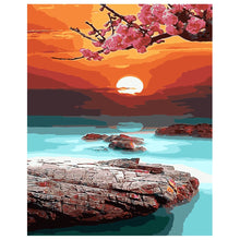 Load image into Gallery viewer, DIY Painting by number kit | Peach Blossom Lake Water Bright Moonlight
