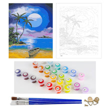 Load image into Gallery viewer, DIY Painting by number kit | The seaside under the big moon
