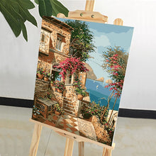 Load image into Gallery viewer, DIY Painting by number kit | Beautiful house by the sea
