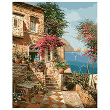 Load image into Gallery viewer, DIY Painting by number kit | Beautiful house by the sea
