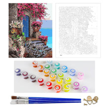 Load image into Gallery viewer, DIY Painting by number kit | Beautiful house by the Aegean Sea
