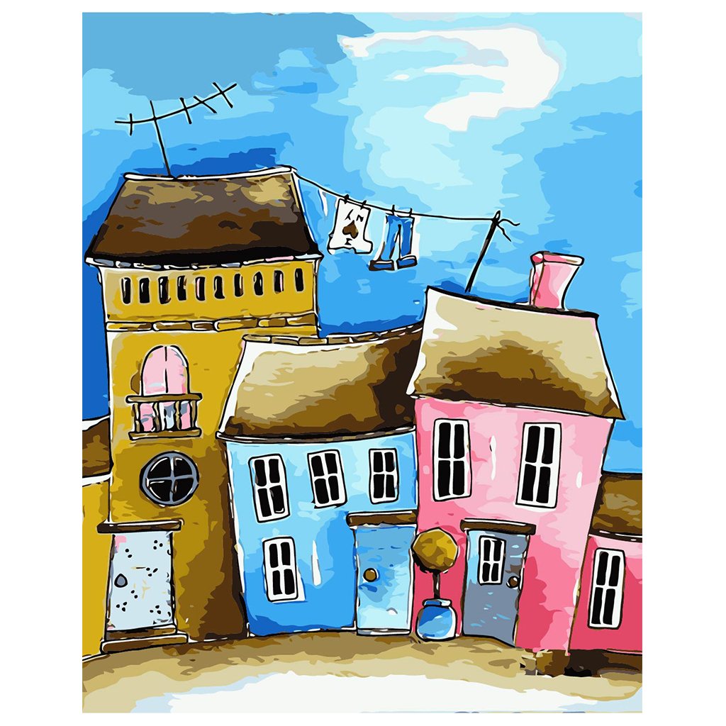DIY Painting by number kit | Cartoon house