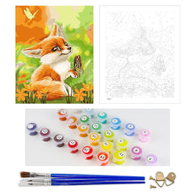 Load image into Gallery viewer, DIY Painting by number kit | A fox and A butterfly
