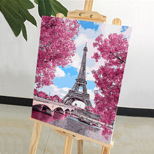 Load image into Gallery viewer, DIY Painting by number kit | The pink beauty of the Eiffel Tower
