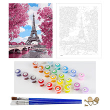 Load image into Gallery viewer, DIY Painting by number kit | The pink beauty of the Eiffel Tower
