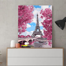 Load image into Gallery viewer, DIY Painting by number kit | The pink beauty of the Eiffel Tower
