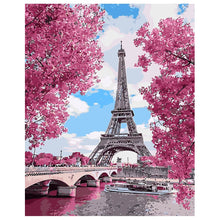 Load image into Gallery viewer, DIY Painting by number kit | The pink beauty of the Eiffel Tower
