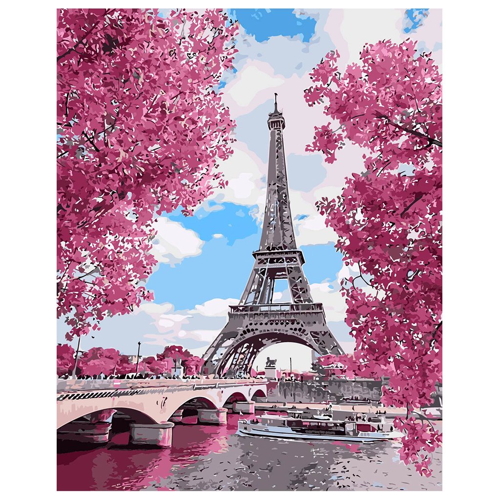 DIY Painting by number kit | The pink beauty of the Eiffel Tower