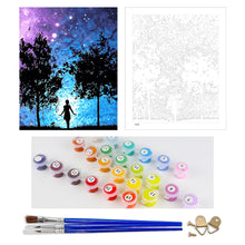 Load image into Gallery viewer, DIY Painting by number kit | Girl under the romantic starry sky
