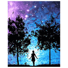 Load image into Gallery viewer, DIY Painting by number kit | Girl under the romantic starry sky
