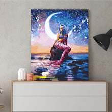 Load image into Gallery viewer, DIY Painting by number kit | Mermaid under the moonlight
