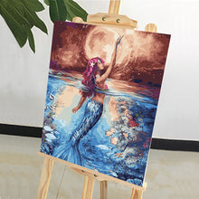 Load image into Gallery viewer, DIY Painting by number kit | Mermaid emerging from the water
