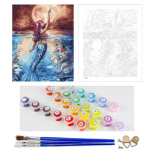 Load image into Gallery viewer, DIY Painting by number kit | Mermaid emerging from the water
