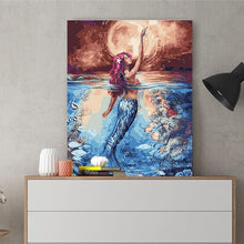 Load image into Gallery viewer, DIY Painting by number kit | Mermaid emerging from the water
