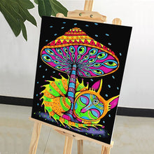 Load image into Gallery viewer, DIY Painting by number kit | Chameleon under the abstract mushroom
