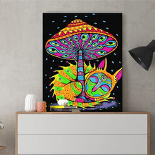 Load image into Gallery viewer, DIY Painting by number kit | Chameleon under the abstract mushroom
