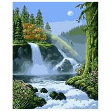 Load image into Gallery viewer, DIY Painting by number kit | Mountain waterfall scenery
