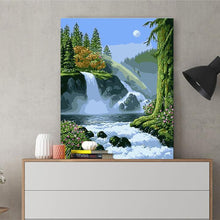 Load image into Gallery viewer, DIY Painting by number kit | Mountain waterfall scenery
