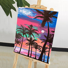Load image into Gallery viewer, DIY Painting by number kit | Coconut trees by the sea
