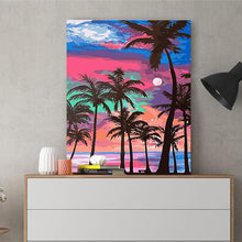 Load image into Gallery viewer, DIY Painting by number kit | Coconut trees by the sea
