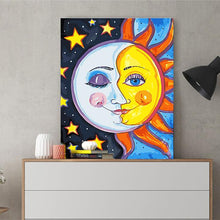 Load image into Gallery viewer, DIY Painting by number kit | The combination of half moon and half sun
