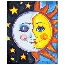 Load image into Gallery viewer, DIY Painting by number kit | The combination of half moon and half sun
