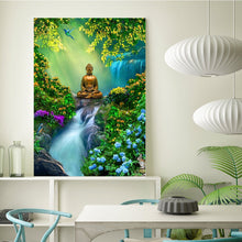 Load image into Gallery viewer, Full Diamond Painting kit | Buddha on the rocks of the waterfall
