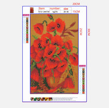 Load image into Gallery viewer, Full Diamond Painting kit | Flower poppies in red bottle
