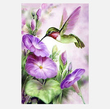 Load image into Gallery viewer, Full Diamond Painting kit | Hummingbird and Morning Glory
