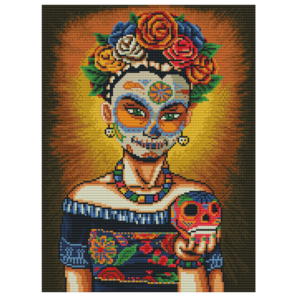 11CT Full Cross Stitch | Skeleton girl (36x46cm)