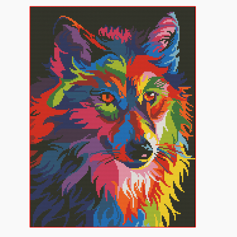 11CT Full Cross Stitch | Colorful wolf (36x46cm)