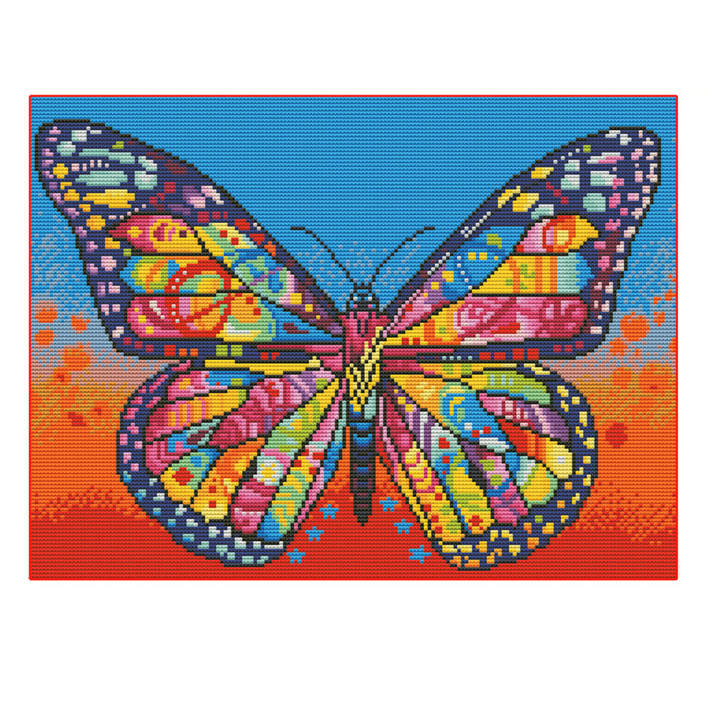 11CT Full Cross Stitch | Colorful butterfly (36x46cm)