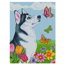 Load image into Gallery viewer, 11CT Full Cross Stitch |  Dog and butterfly (36x46cm)
