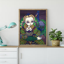 Load image into Gallery viewer, Crystal Rhinestone Diamond Painting Kit | Peacock and Girl
