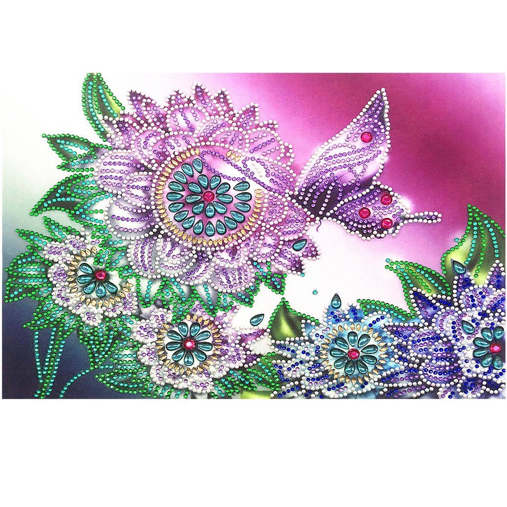 Crystal Rhinestone Diamond Painting Kit | Flower Butterfly