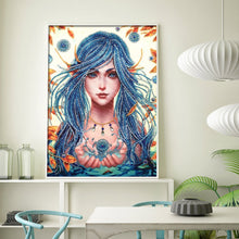 Load image into Gallery viewer, Crystal Rhinestone Diamond Painting Kit | Beautiful female with blue hair
