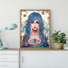 Load image into Gallery viewer, Crystal Rhinestone Diamond Painting Kit | Beautiful female with blue hair
