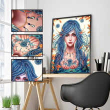 Load image into Gallery viewer, Crystal Rhinestone Diamond Painting Kit | Beautiful female with blue hair
