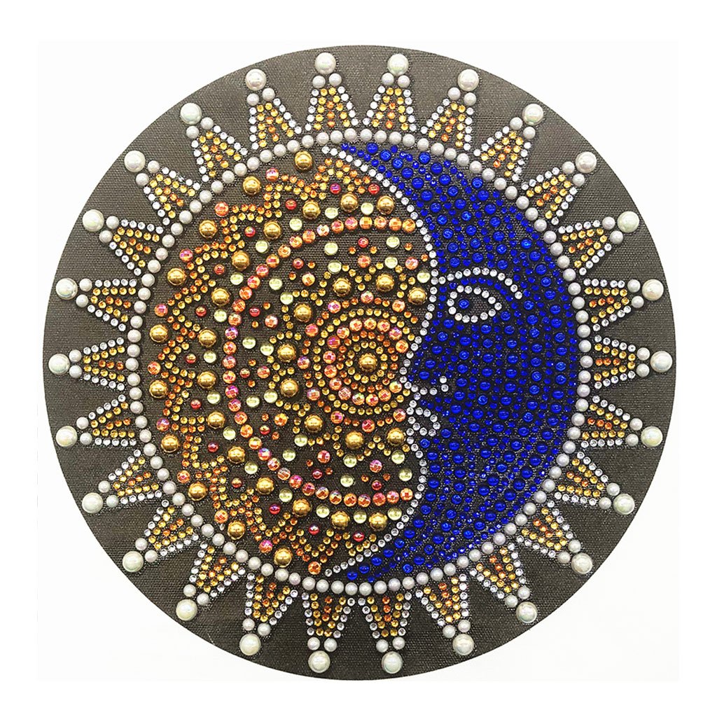 Crystal Rhinestone Diamond Painting Kit | Mandala sun and moon